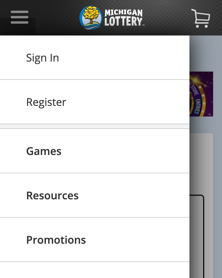 How to claim Michigan Lottery promo code - step 1