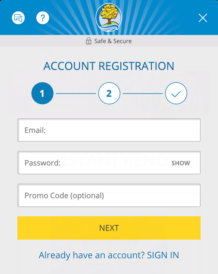 How to claim Michigan Lottery promo code - step 2