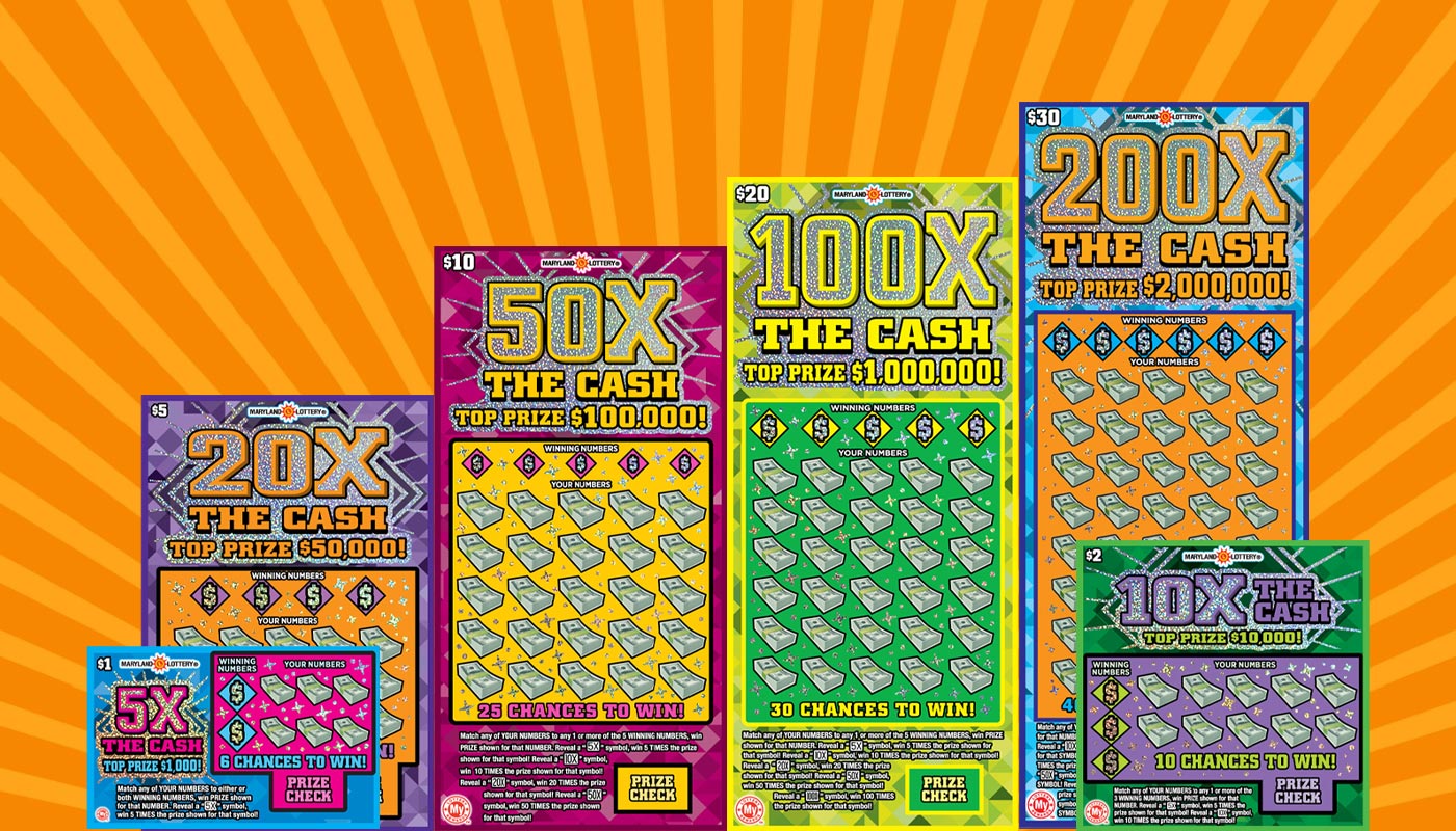 Maryland Lottery X The Cash tickets.