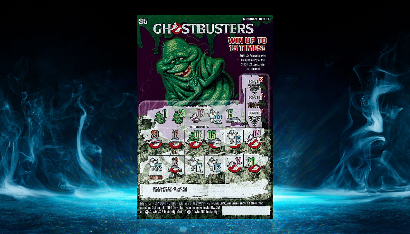 Winning Michigan Lottery Ghostbusters scratch-off.