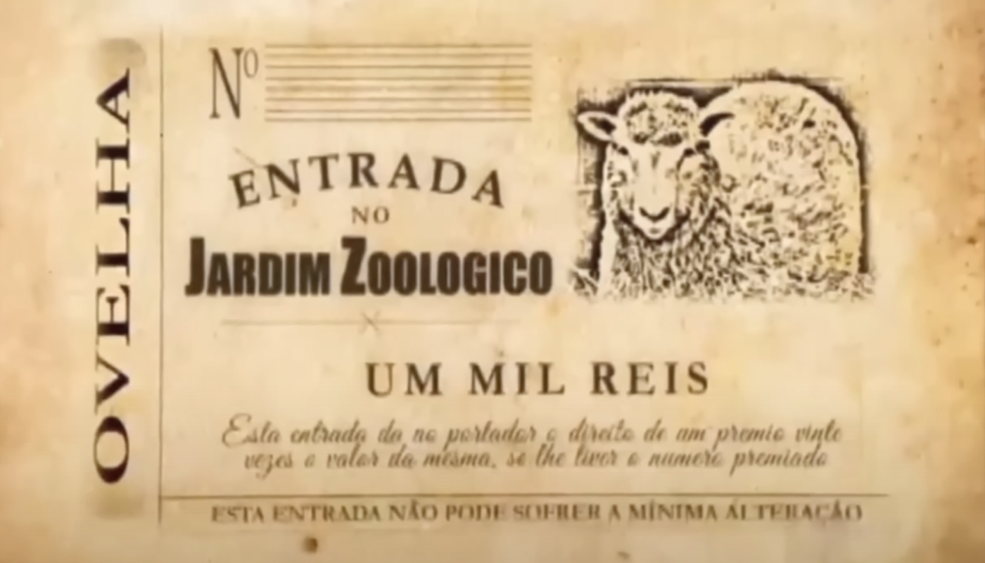 An entrance ticket from the late 19th century to the Rio de Janeiro Zoological Garden, where the Jogo do Bicho got started.