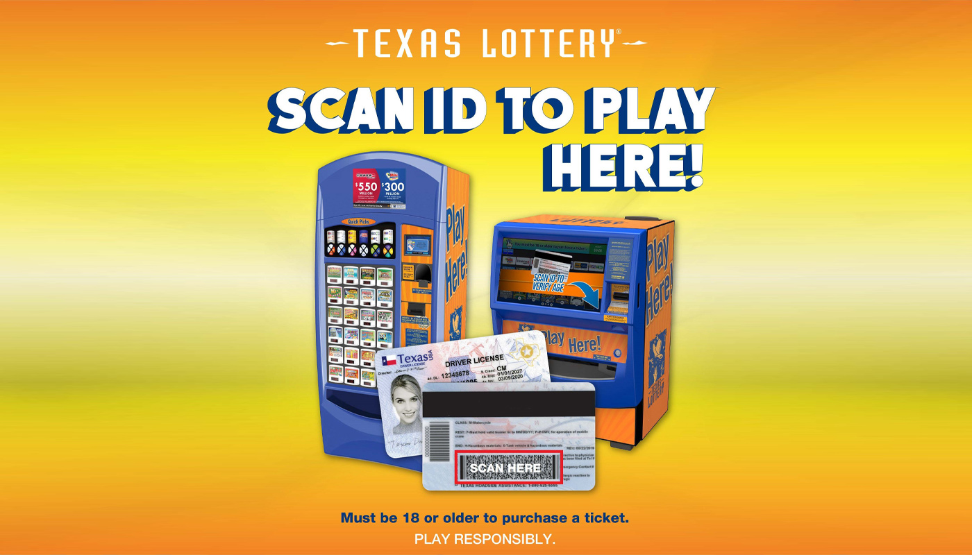 A graphic displaying Texas Lottery vending machines and their new age verification technology.