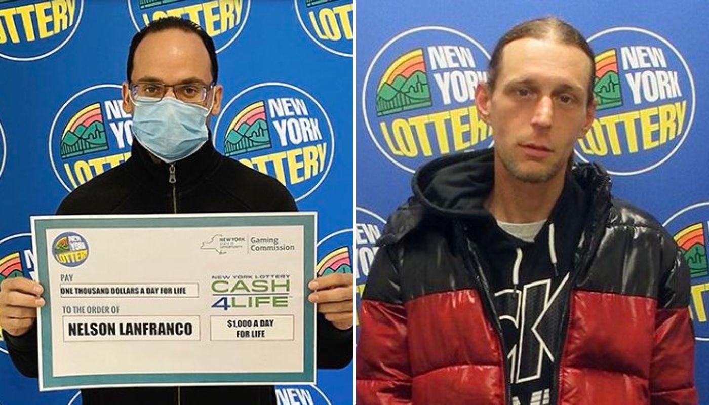 Nelson Dafranco and Greig Quick, Jr. of Ferndale with their New York Lottery checks.