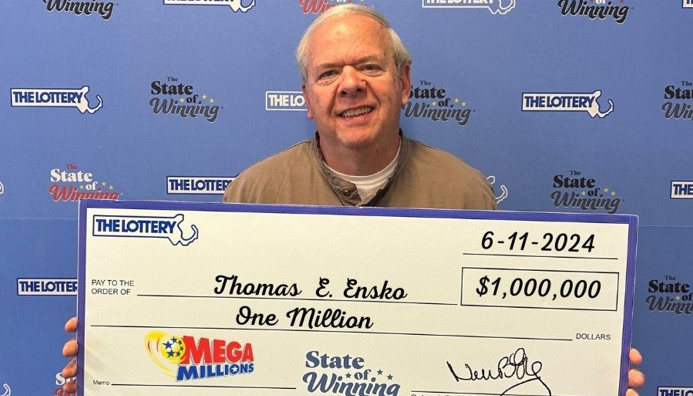 Thomas Ensko of Blackstone, Massachusetts, winner of a $1 million Mega Millions prize.