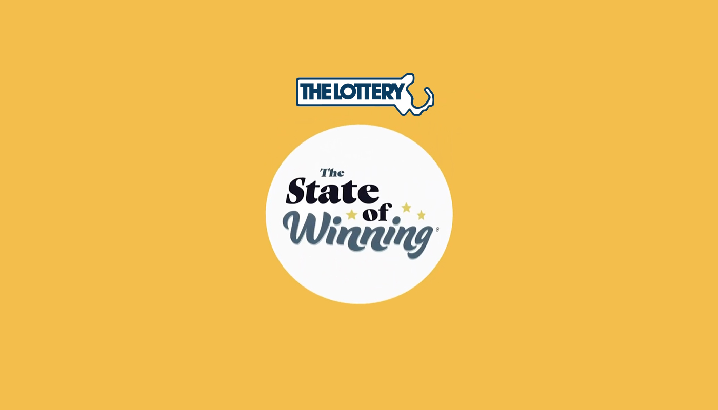 The Massachusetts State Lottery logo on a yellow background.