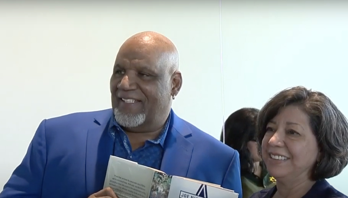 Thomas “Hollywood” Henderson, at one of the  annual Alpha Home Doorways of Hope luncheon at the Witte Museum, where he spoke at length about his recovery process.