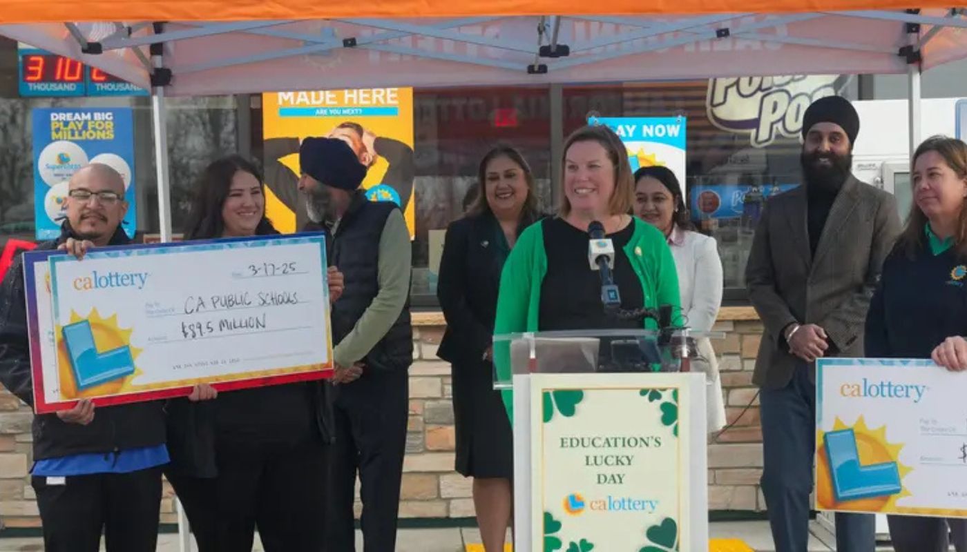 Carolyn Becker, Deputy Director of Public Affairs and Communications of the California Lottery, during the press conference where the winner of the $1.27 billion Mega Millions jackpot was announced.