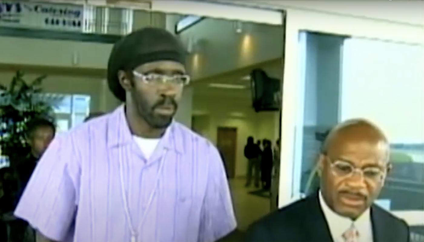 Abraham Shakespeare and his lawyer, Willie Gary, arriving at a press conference they held at Lakeland Linder Regional Airport.