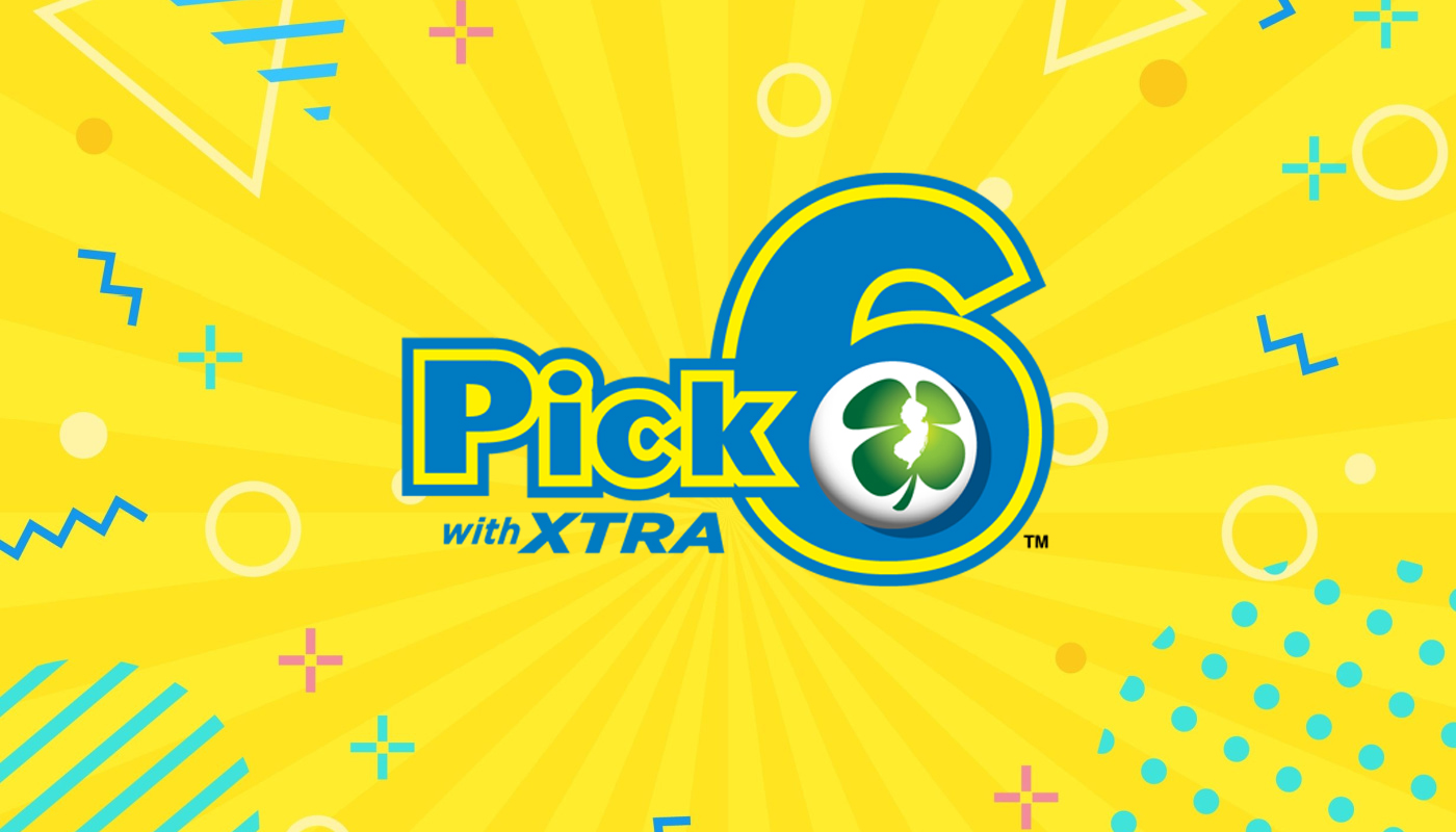 The New Jersey Lottery Pick-6 logo over a yellow background.