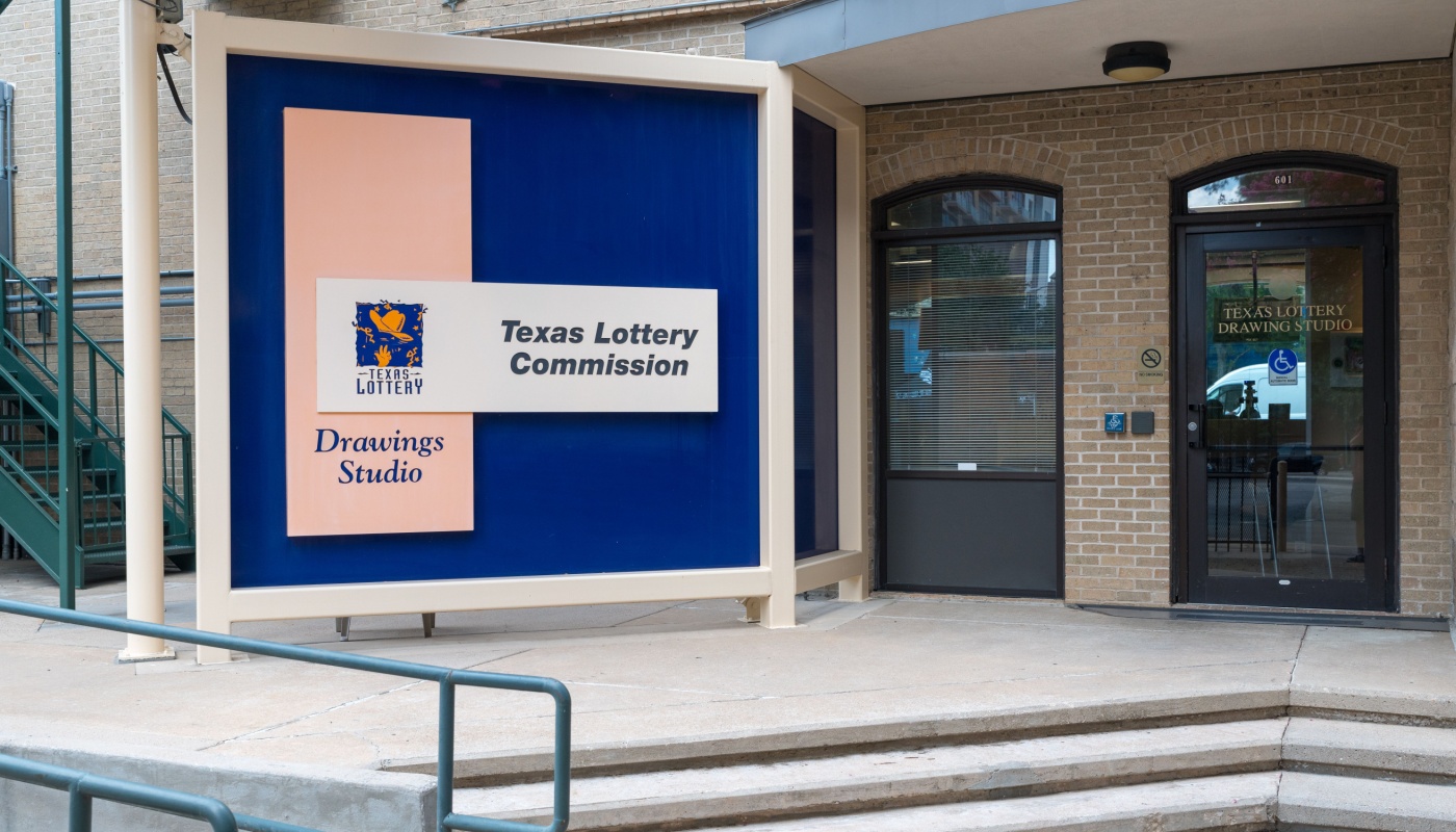 A Texas Lottery Commission sign.