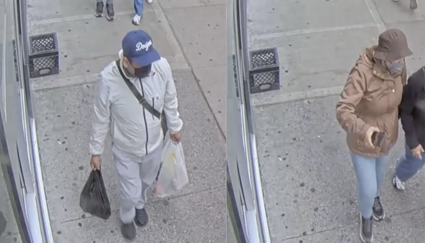 The two suspects that the NYPD is searching for in relation to the theft of $27,500 from a 79-year-old Harlem woman.