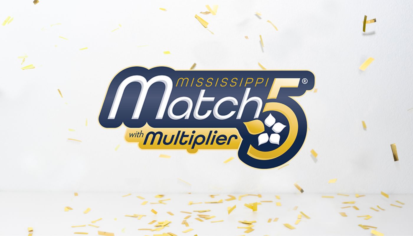 The Mississippi Match 5 logo over a white background with confetti.