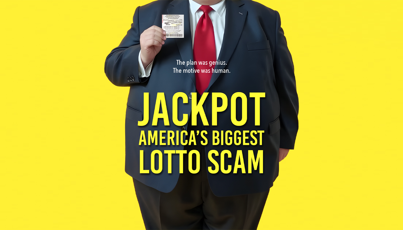 The poster for the documentary "Jackpot: America's Biggest Lotto Scam."