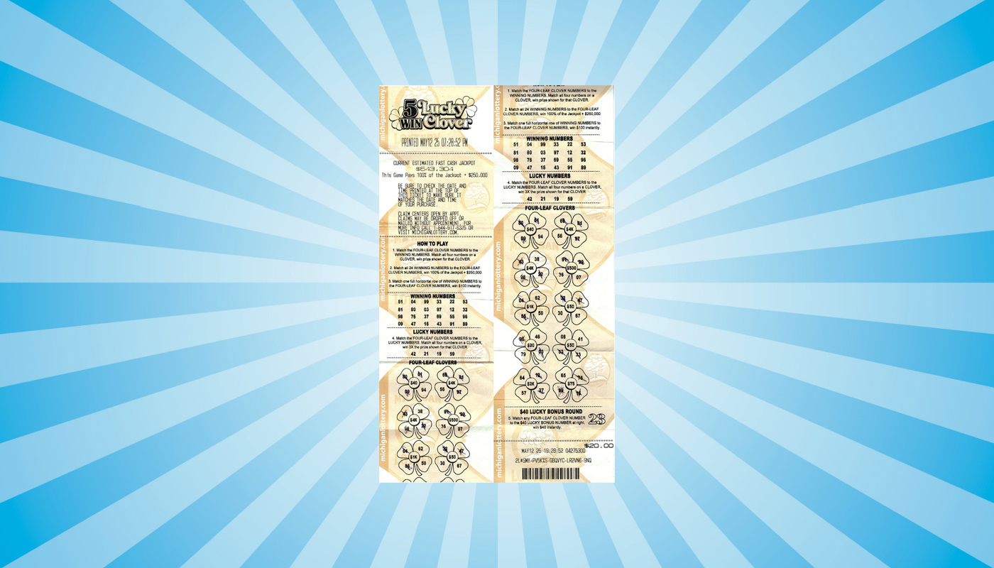 A picture of the $793K winning 5 Win Lucky Clover ticket.