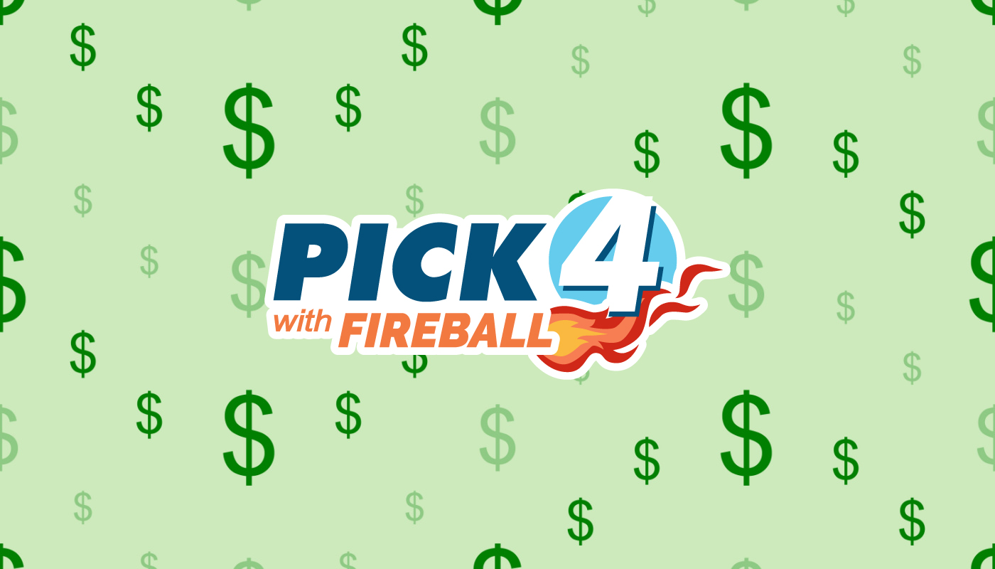 The Virginia Lottery Pick 4 logo over a green background with dollar signs.