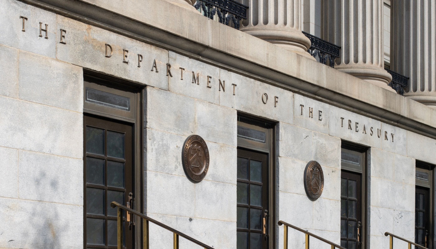 The Department of Treasury building.