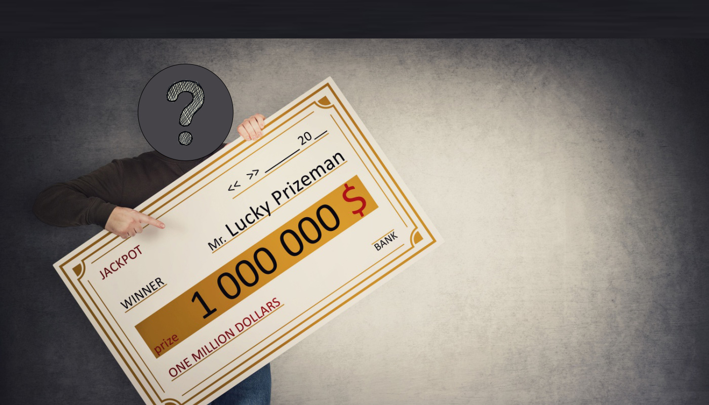 An anonymous person holding a lottery check.
