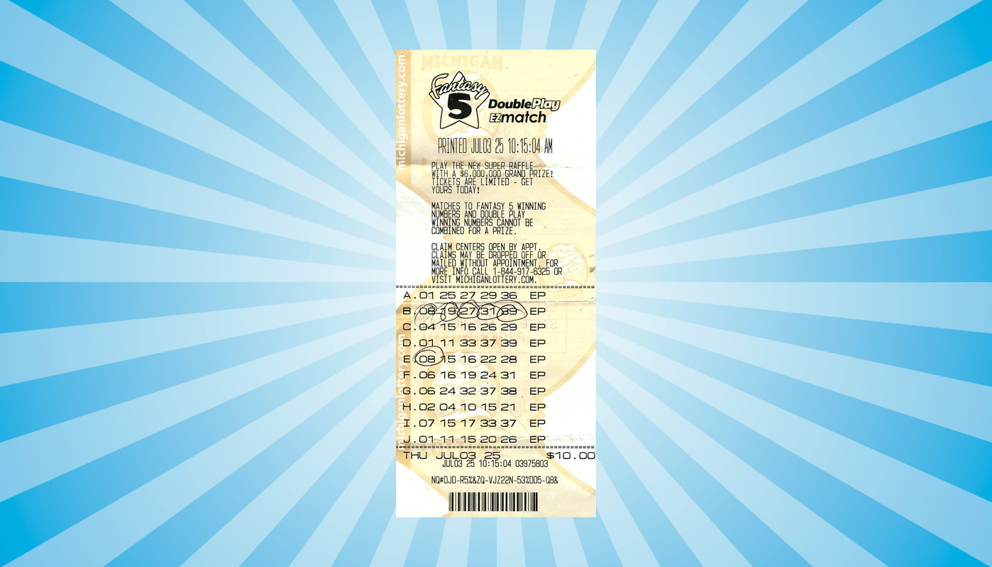 The $792,900 winning Michigan Fantasy 5 ticket.
