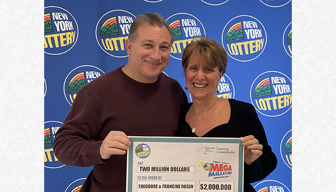Francine and Theodore Rosen of Massapequa claimed a $2,000,000 New York Lottery Mega Millions prize.