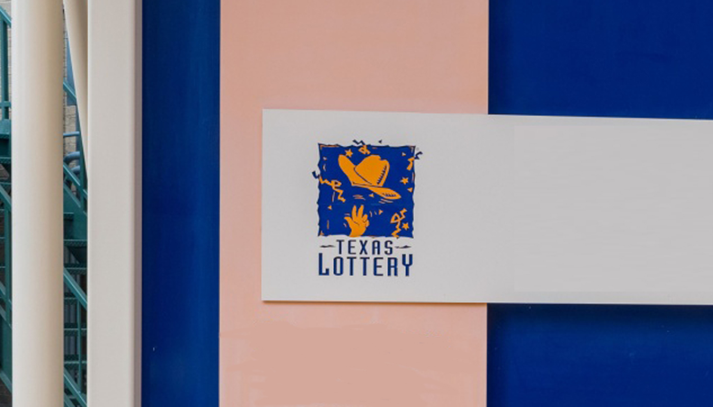 A Texas Lottery sign at their headquarters.