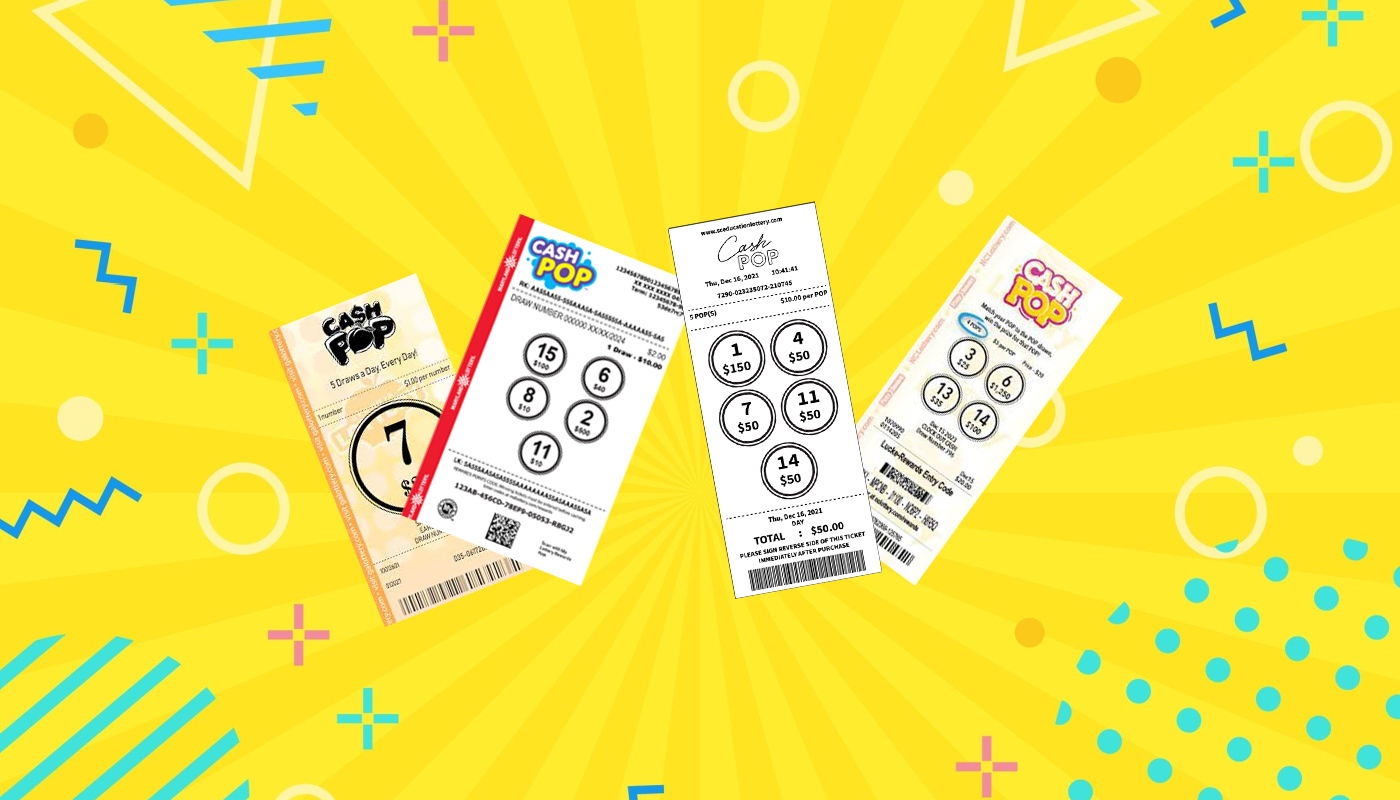 Cash Pop tickets from Georgia, Maryland, South Carolina, and North Carolina over a yellow background.