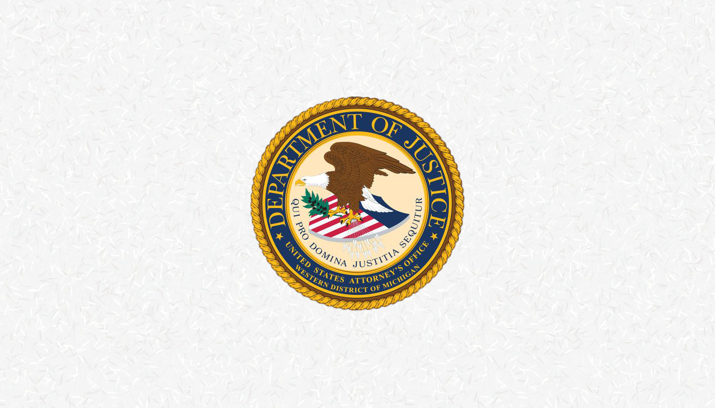 The U.S. Attorney's Office, Western District of Michigan logo over a white background.
