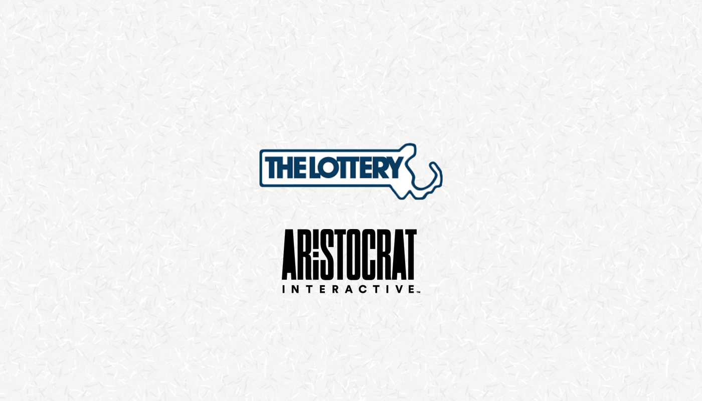 The Massachusetts Lottery and Aristocrat Gaming logos over a white background.