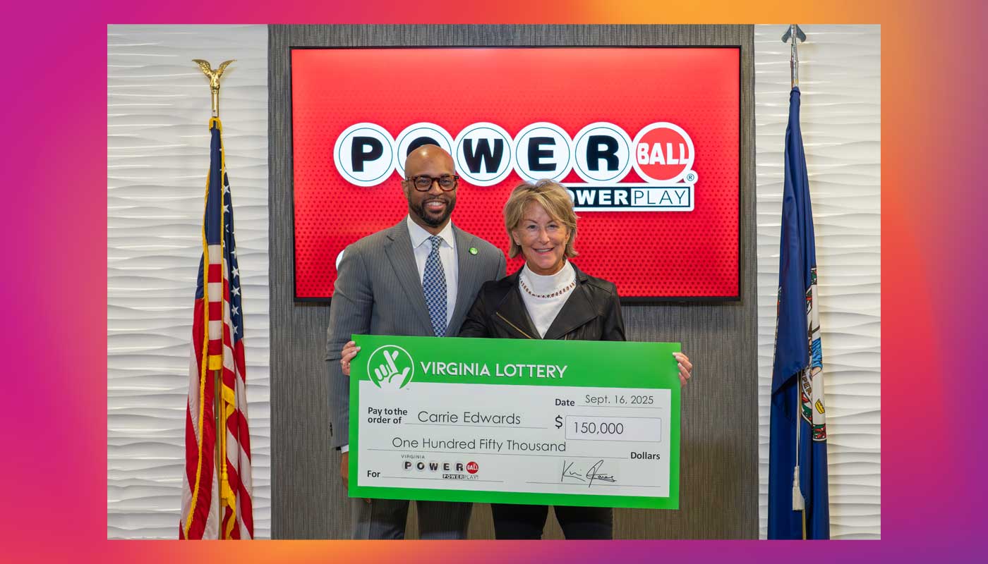 Carrie Edwards, $150,000 Virginia Lottery winner. Photograph credit: Virginia Lottery.