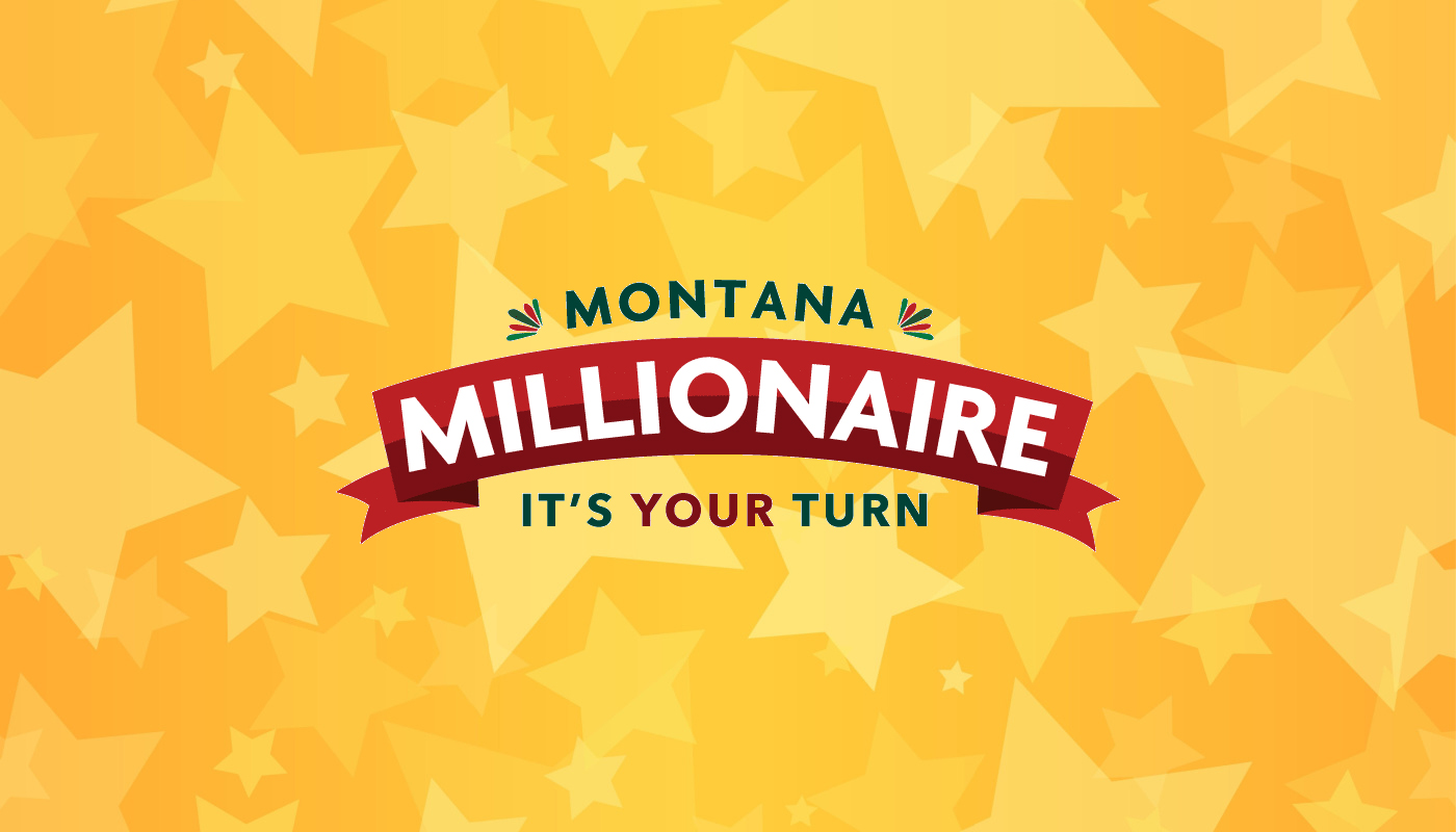 The Montana Millionaire Raffle over a yellow background with stars.