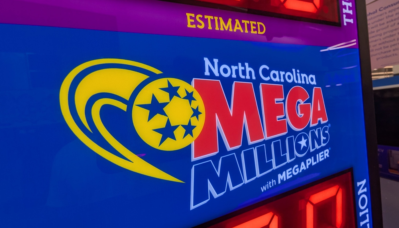 A North Carolina Lottery Mega Millions billboard.