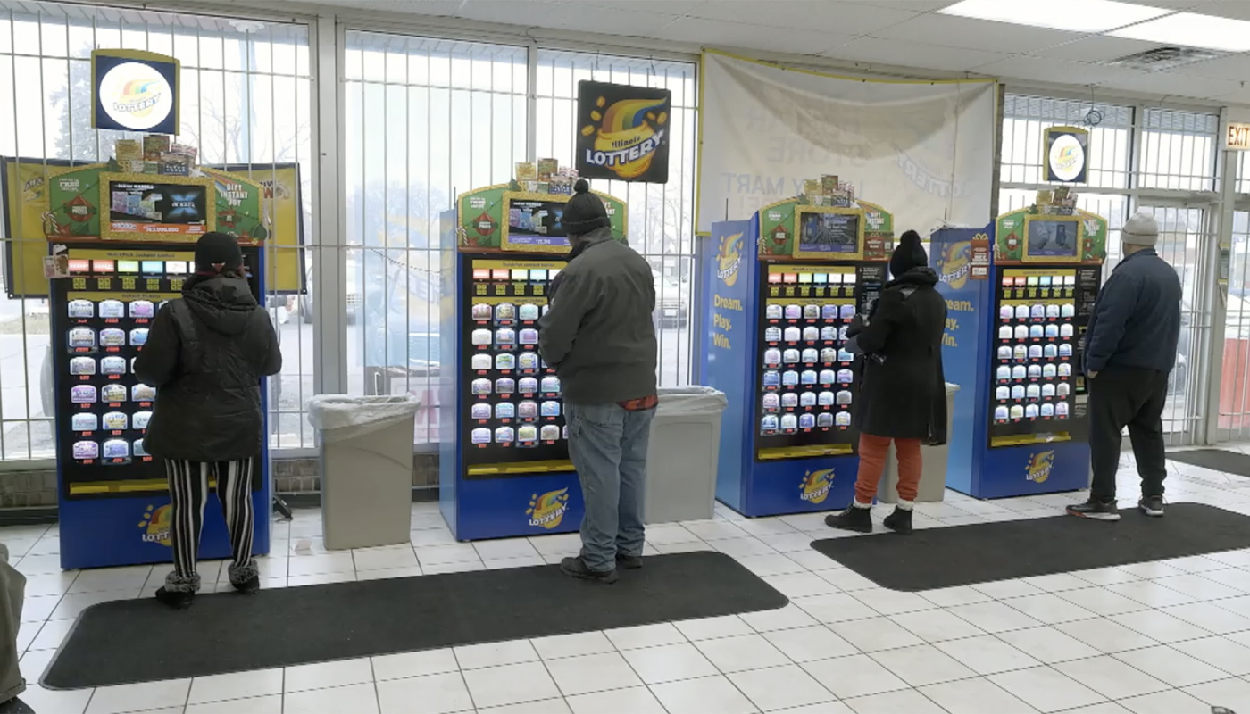 Lottery players using lottery terminals at a local retailer in Illinois.