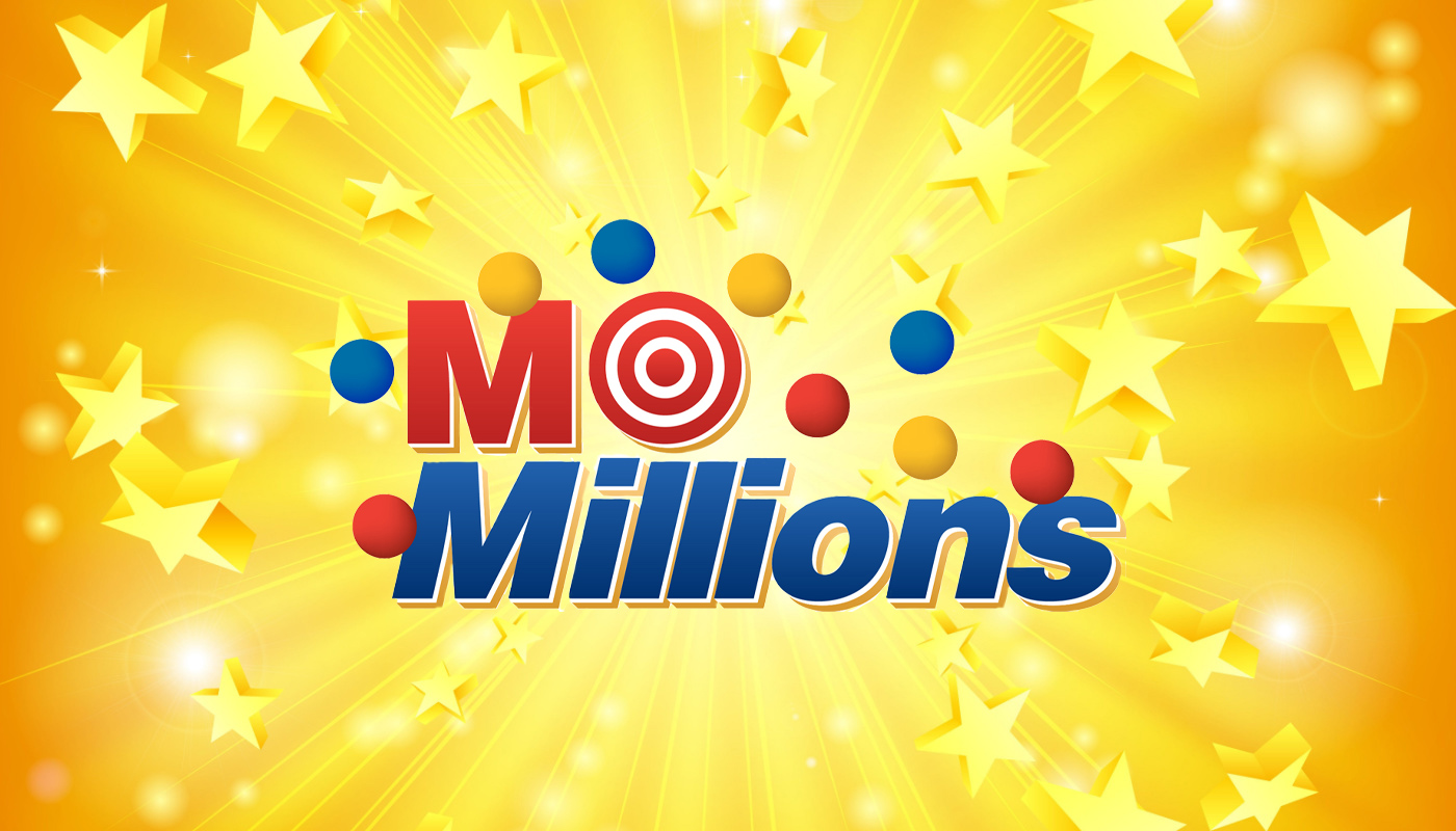 The Missouri Lottery MO Millions logo over a yellow background with stars.