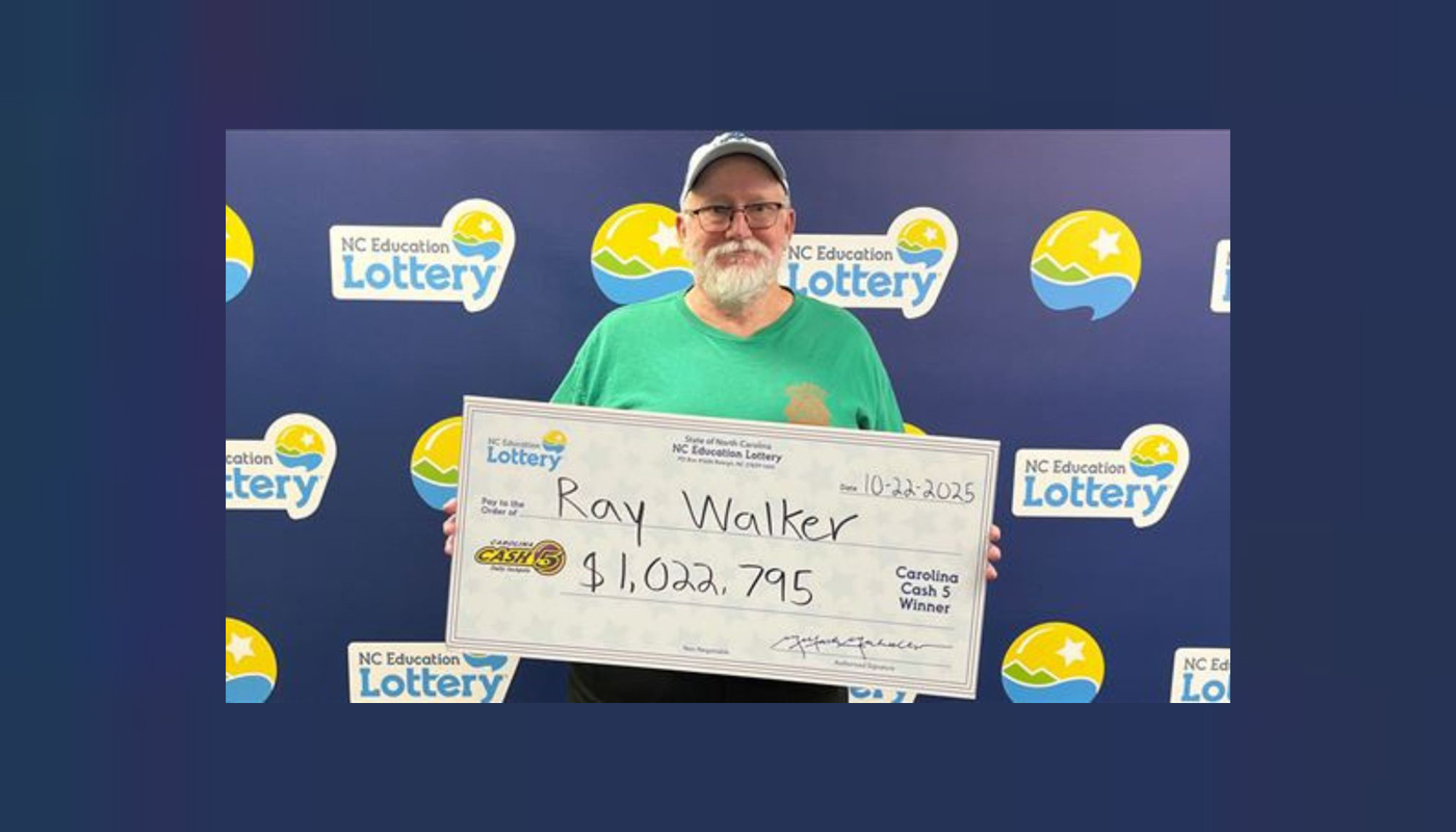 Ray Walker of Gastonia won the October 21, 2025, $1.02 million North Carolina Lottery Cash 5 jackpot.