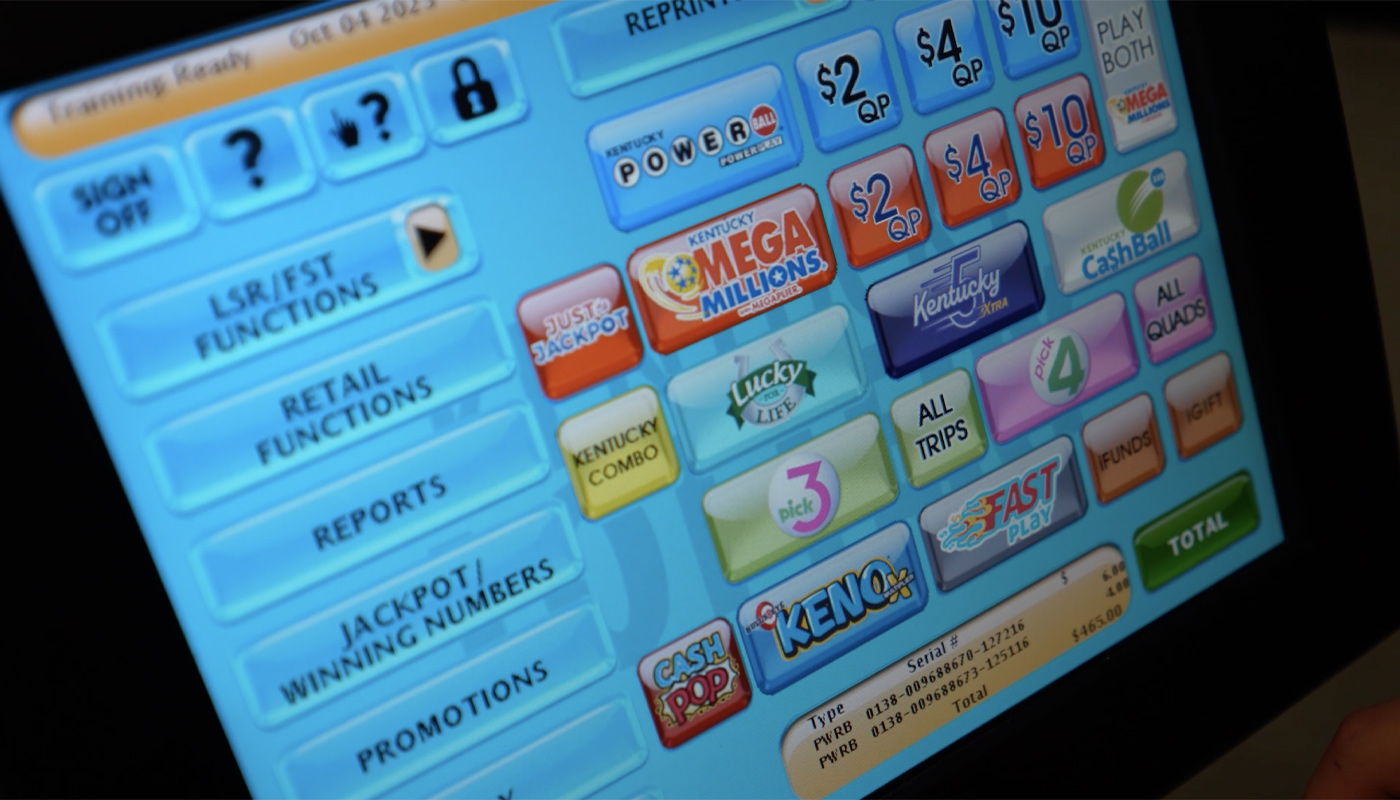 The screen of a lottery retailer system.
