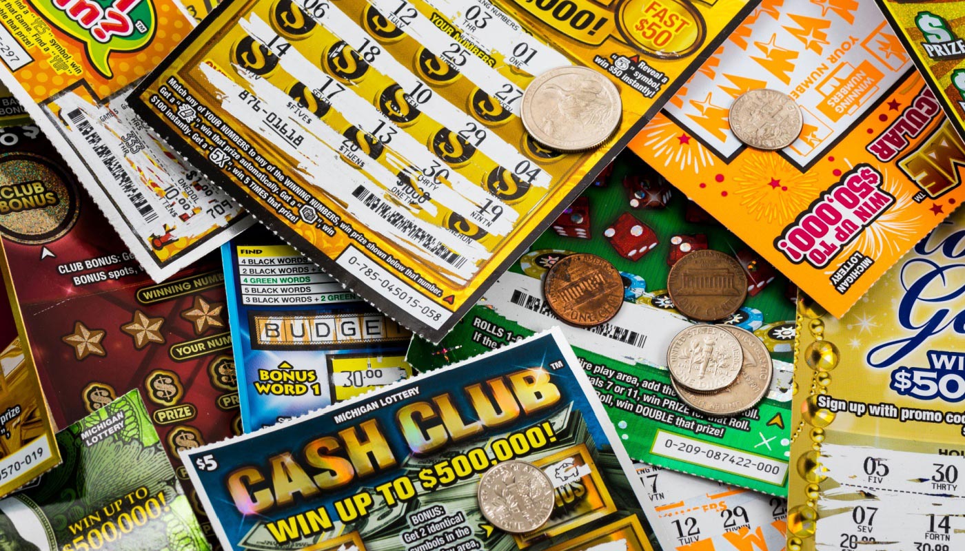 A bunch of Michigan Lottery scratch-off tickets.