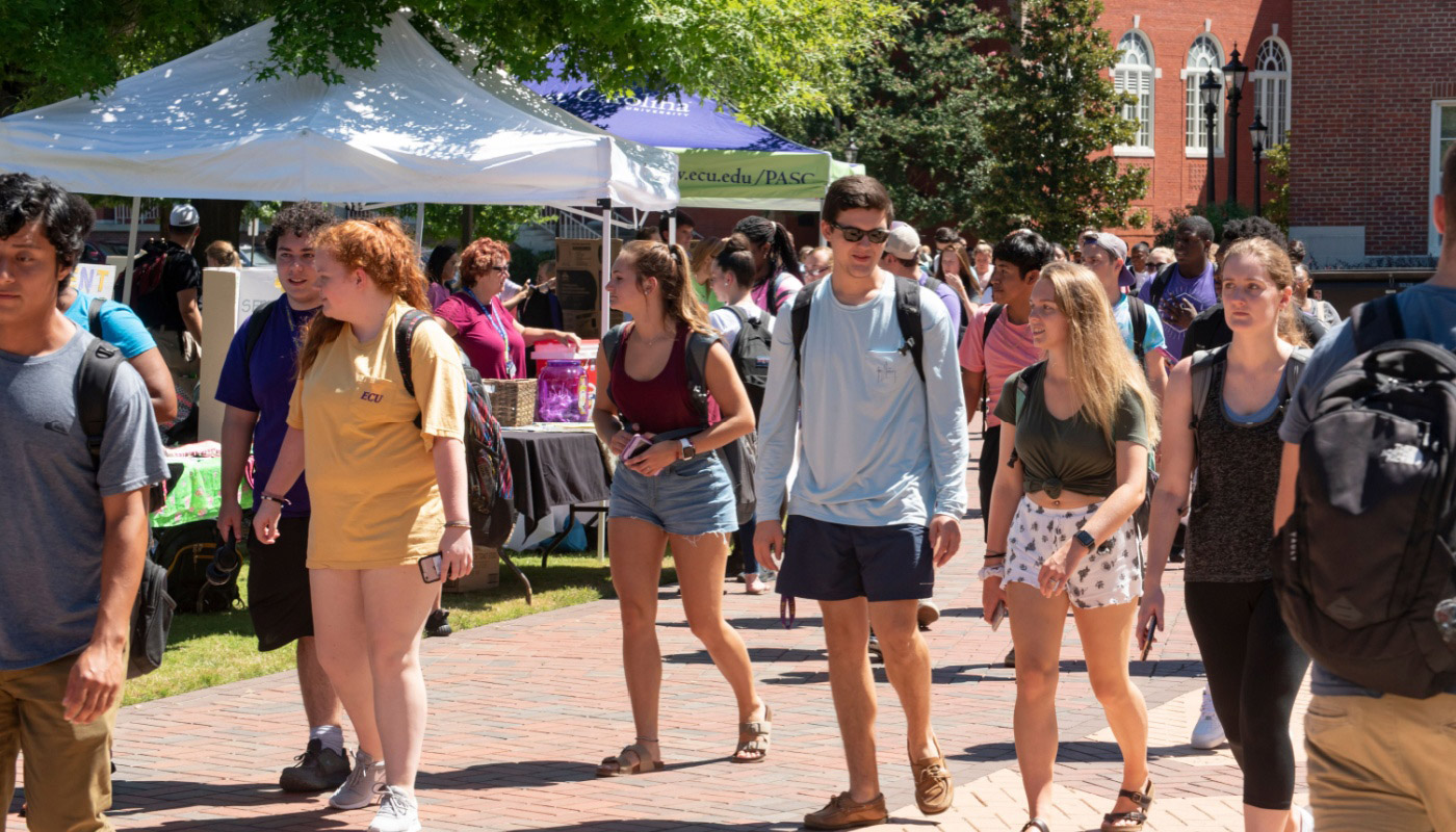 North Carolina college students participate in a career fair on campus.