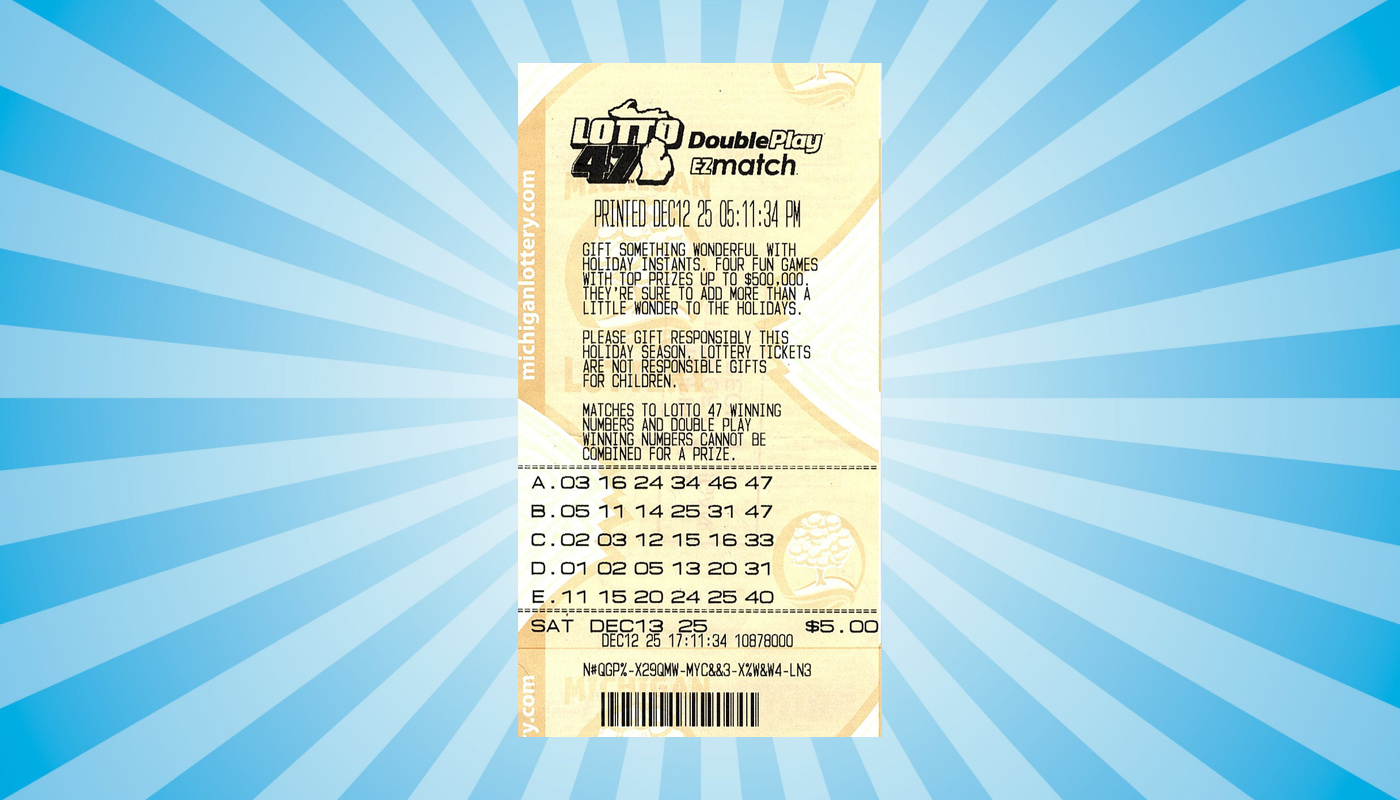 A picture of the December 13, 2025, Michigan Lotto 47 draw winning ticket.