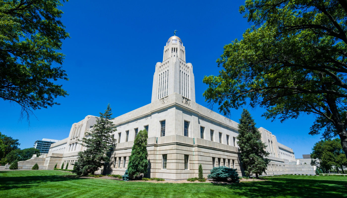 The Nebraska State Capitol building in Lincoln.