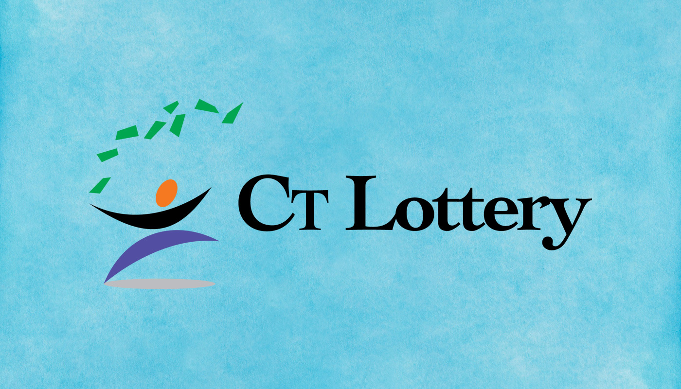 The Connecticut Lottery logo over a sky-blue background.