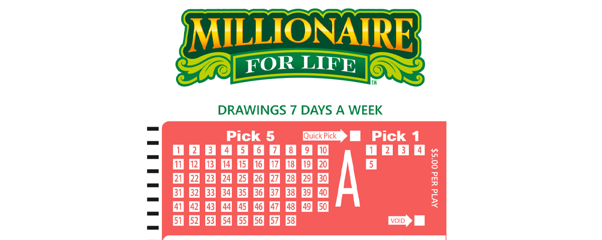 A picture of an Arkansas Lottery Millionaire for Life play slip.