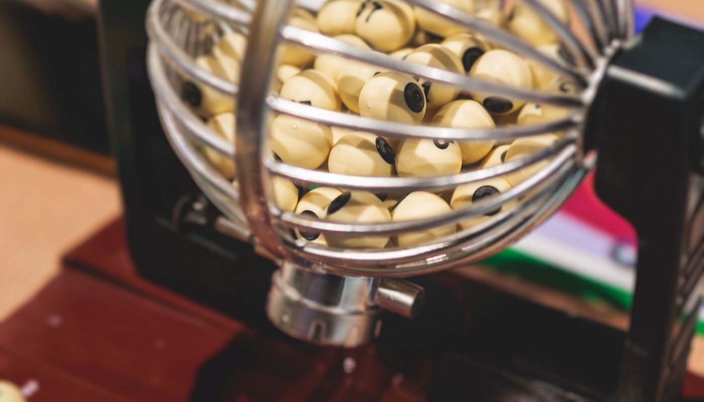 A lottery ball drawing machine.