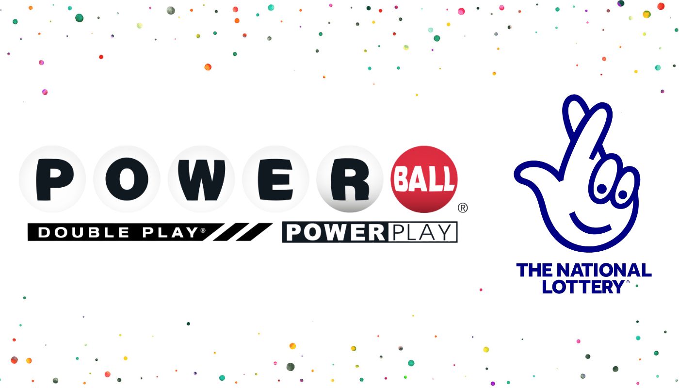 The Powerball logo next to the U.K National Lottery logo over a white background.