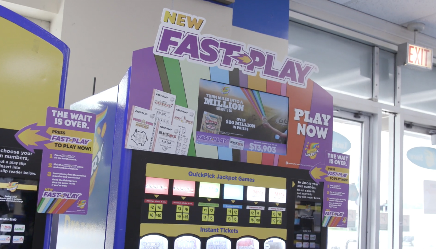 An Illinois Lottery vending machine at a local retailer.