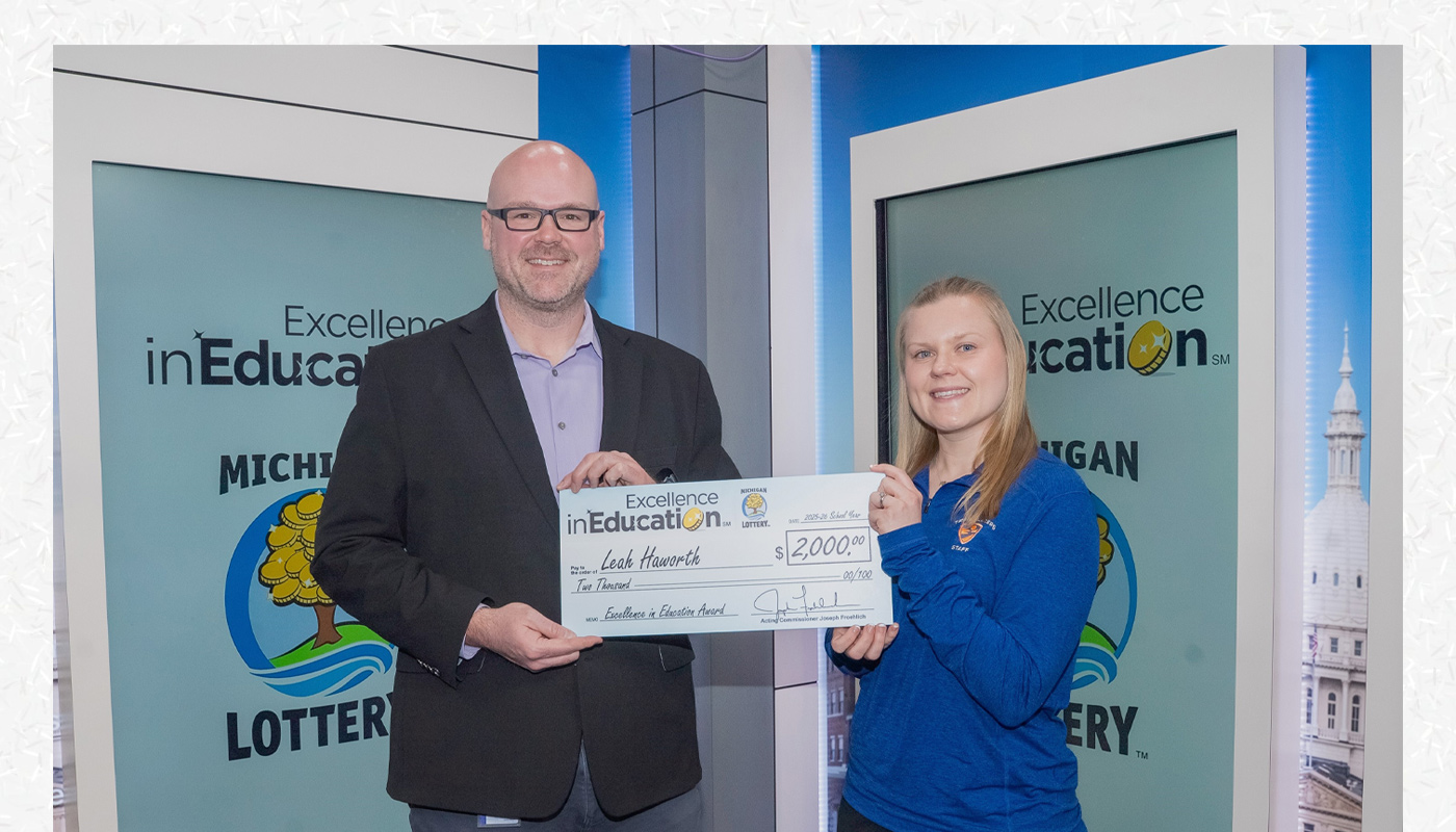 Leah Haworth, the latest recipient of the Michigan Lottery Excellence in Education award.