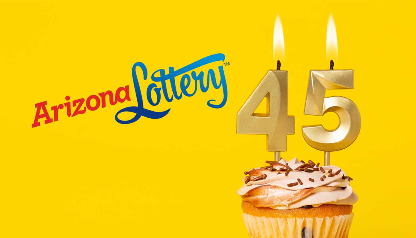 Arizona Lottery logo with cupcake and candles