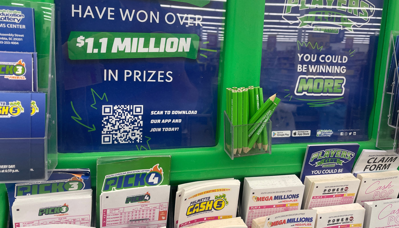 A South Carolina Lottery station at a local retailer.