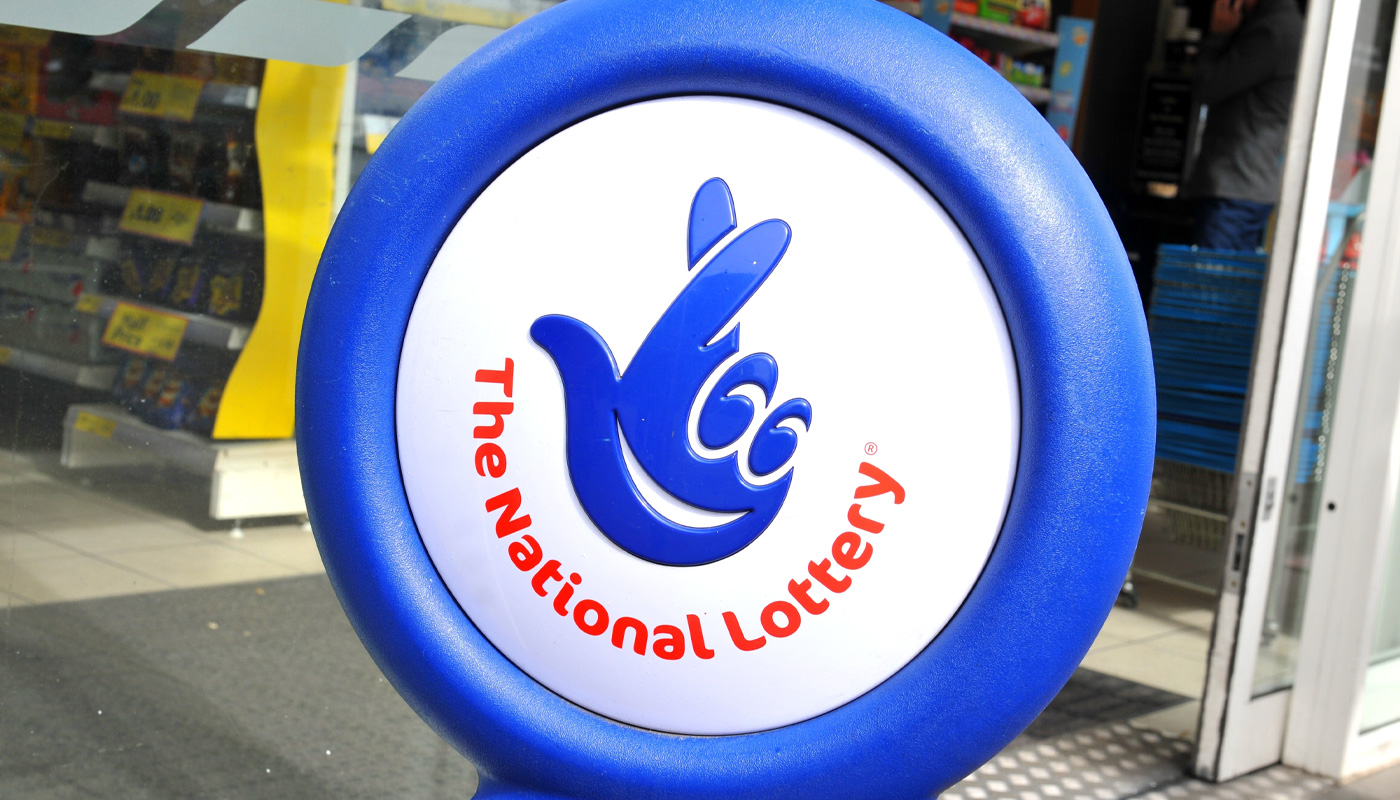 A UK National Lottery sign.