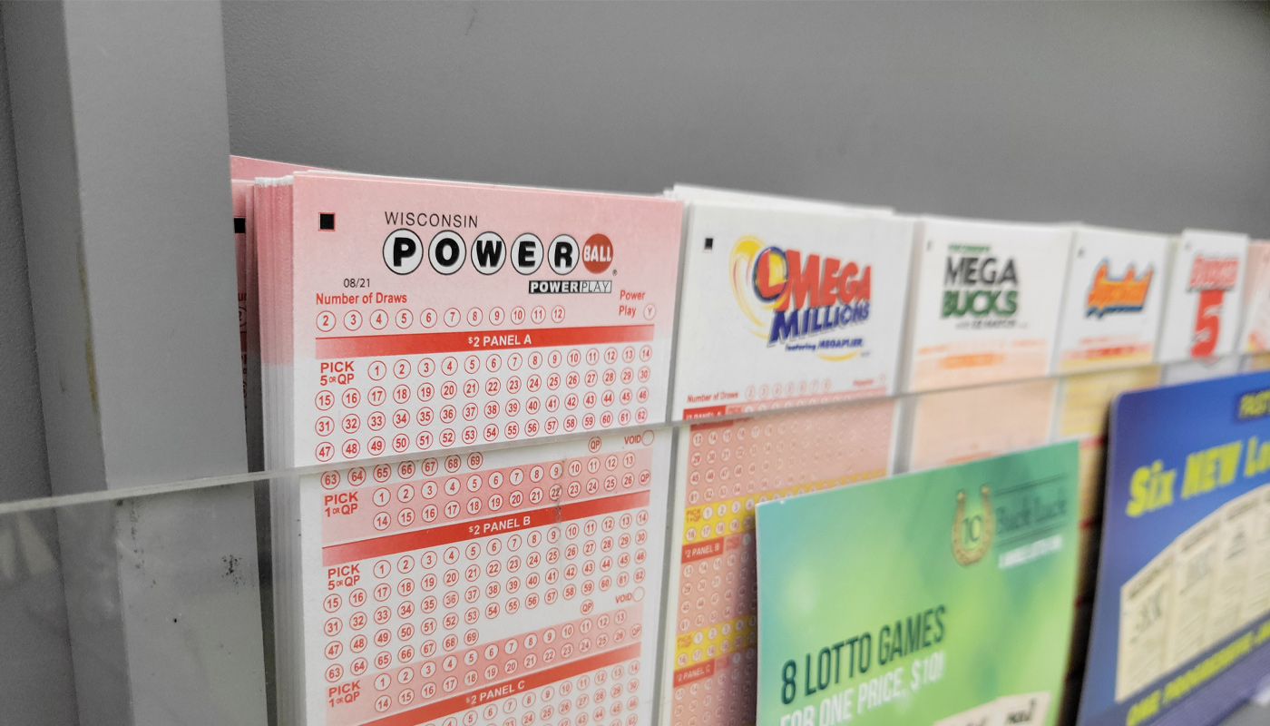 Wisconsin Lottery playslips at a local lottery retailer.