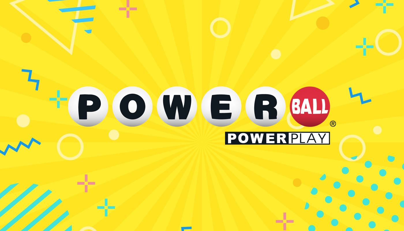 The Powerball logo over a yellow background.