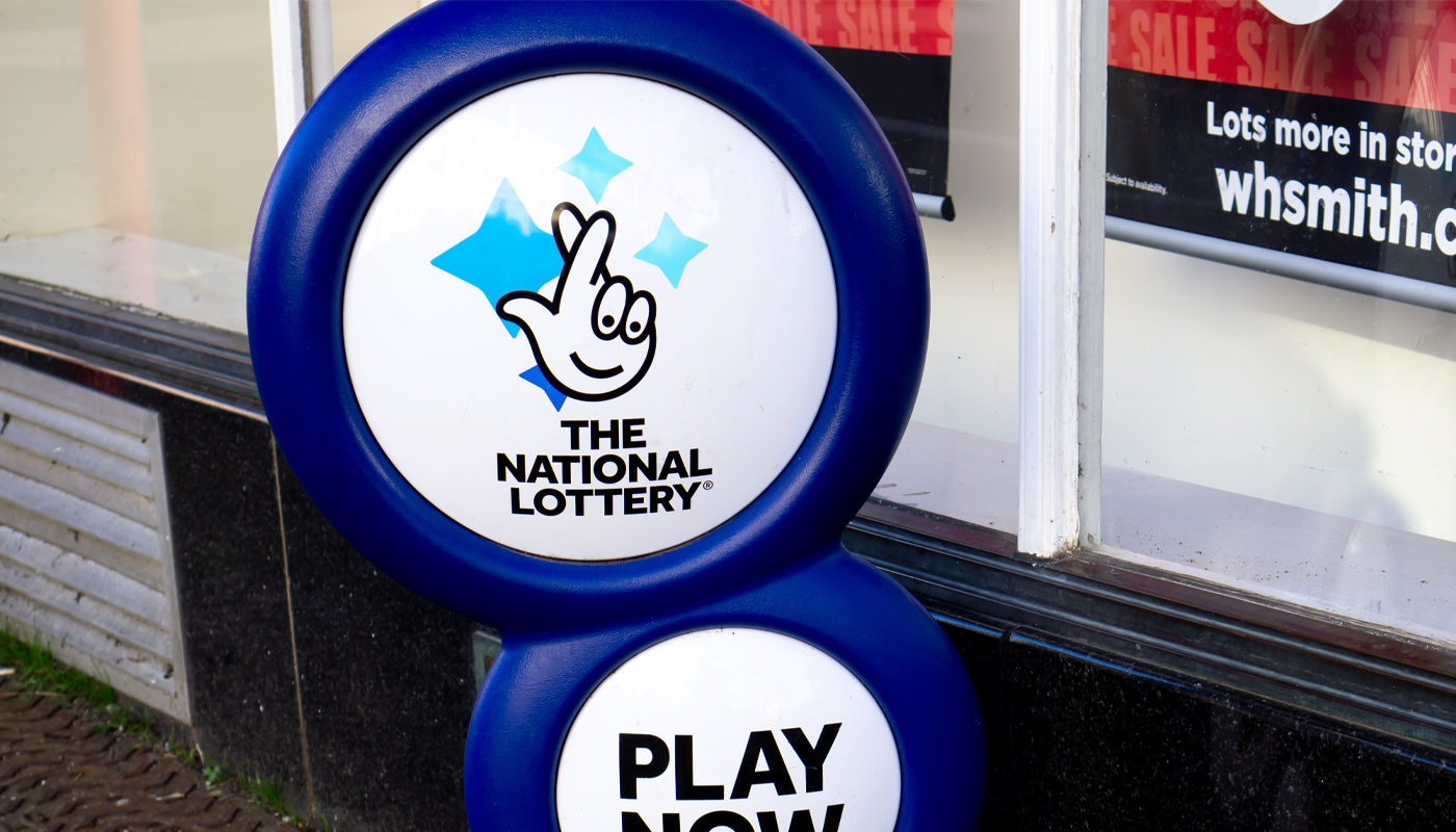 A UK National Lottery sign.